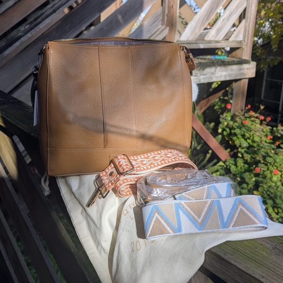 Pom Pom London Handbags - Pom Pom London Maple Leather Westminster Crossbody Bag with Three Straps